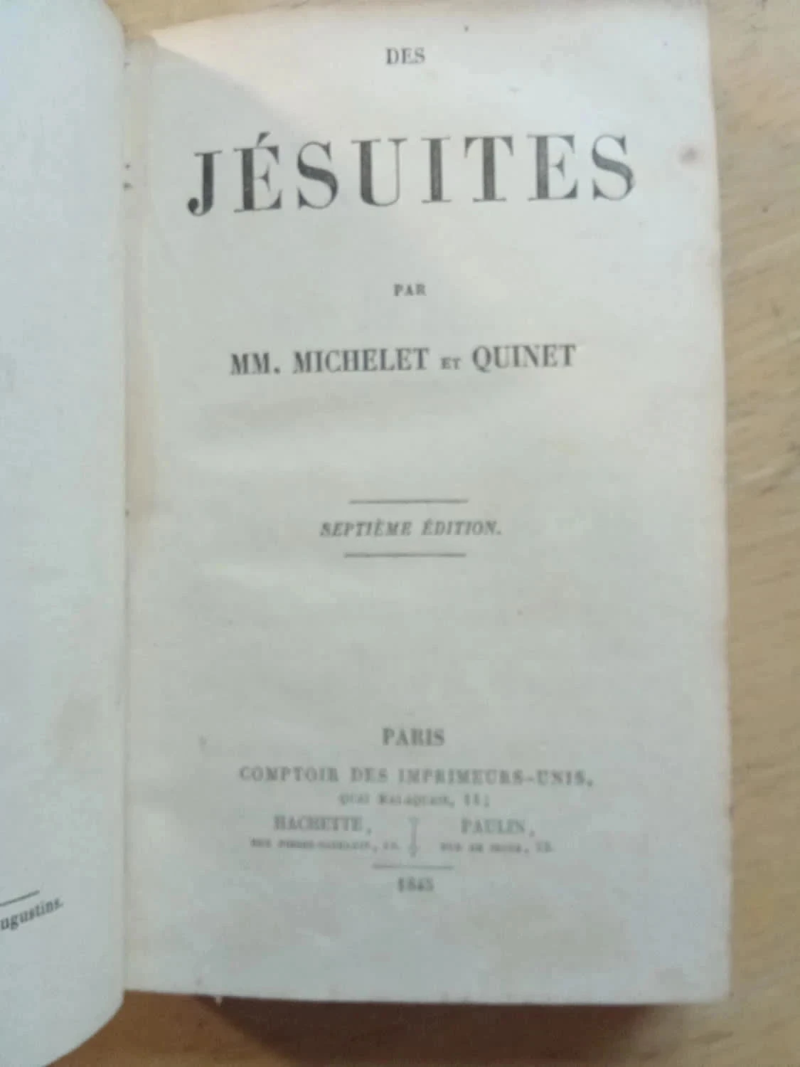 Des Jésuites, par Michelet et Quinet